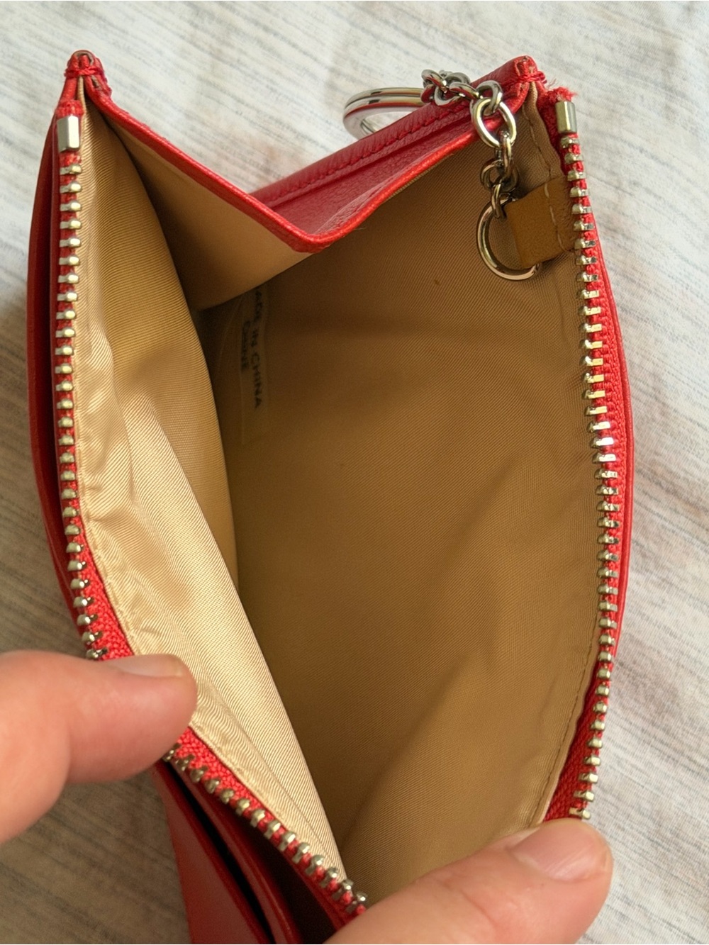 Vintage Coach Red-Orange Leather Card Case with Keyring - Picture 4 of 7
